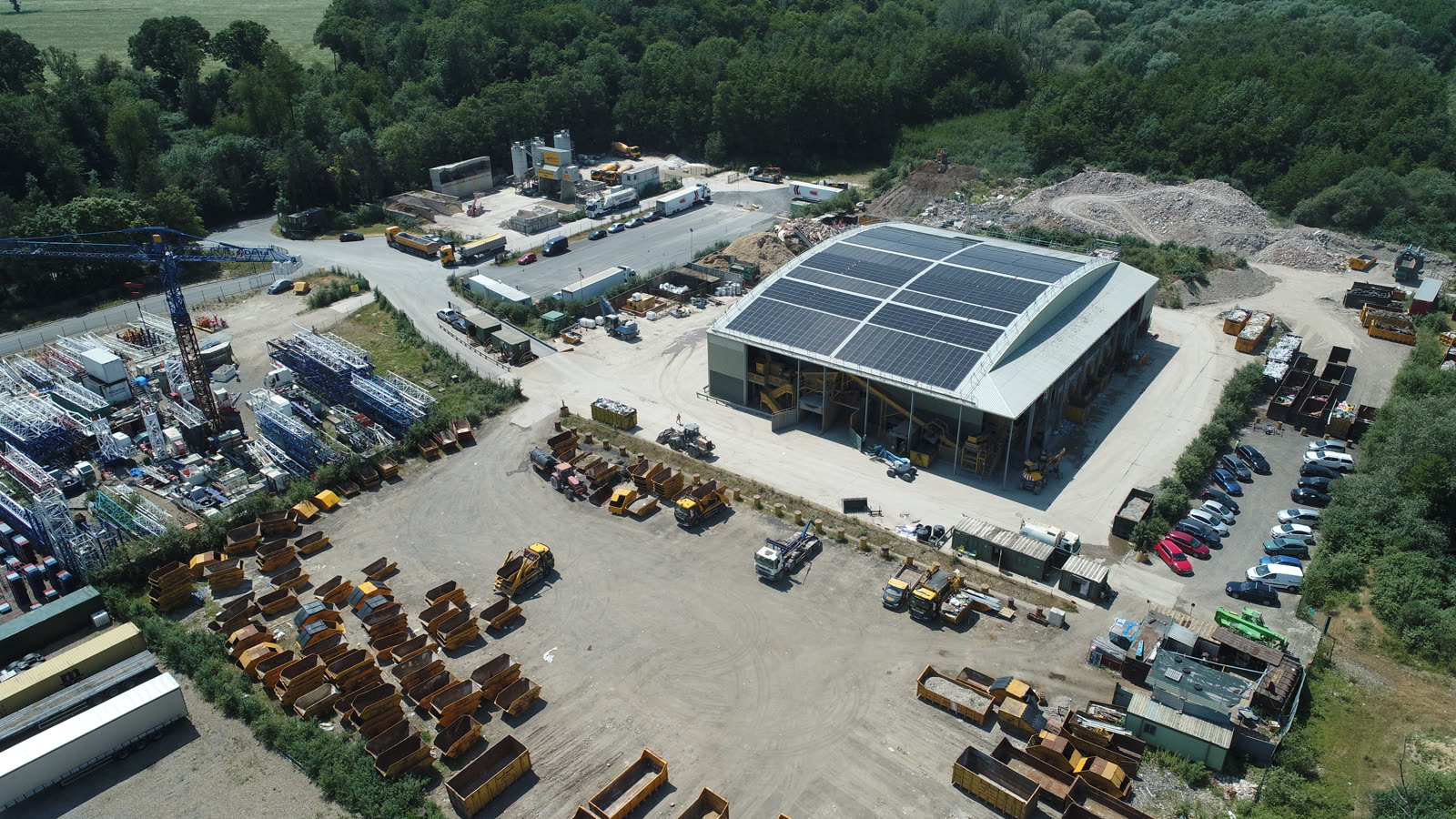 Aerial view of the Reading logistics hub and solar infrastructure